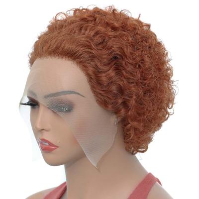 China Jerry Curl Cheap Short Pixie Ginger Human Hair Curly Wigs For Human Grade Pixie Cut Human Hair Wig Wholesale 10A Color Women Wig for sale