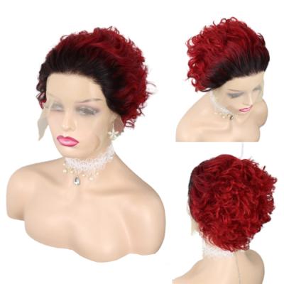 China Jerry Curl Cheap Short Pixie Curly Hair 1B/BUG Curly Wigs For Human Grade Pixie Cut Human Hair Wig Wholesale 10A Colored Women Wig for sale