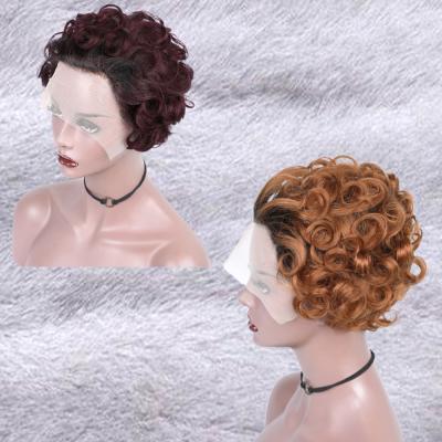 China Hot Sale 97# Curls Short Pixie Curly Wig Virgin Cheap Short Pixie 13x1 Lace Front Wigs Small Cuticle Aligned Hair Pixie Cut Human Hair Wigs for sale