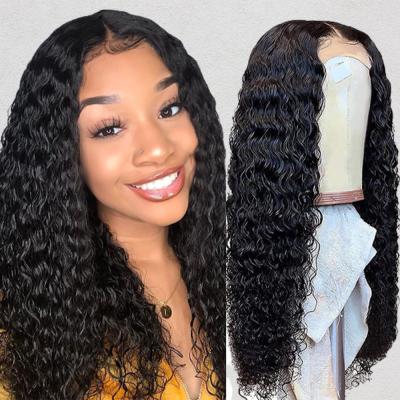 China Deep Wave Pre Plucked 8-32inch Hd Indian Deep Wave Human Hair 4x4 Lace Closure Wig,Wholesale 4x4 HD Lace Closure Wigs For Black Women for sale