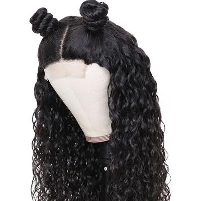 China Hd 4x4 Hot Sale Virgin Water Wave Cheap Raw Indian Hair Water Wave Lace Front Wigs Transparent Lace Frontal Natural Hair Wigs for sale