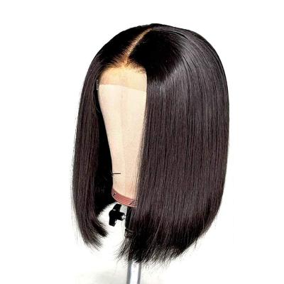 China Hot Selling Beauty 8inch-14inch 4x4 Hair Closure Short Natural Black Straight Wig,Wholesale Short Bob Wigs For Black Women for sale