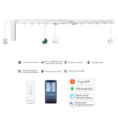 China Wifi curtain track installation 1.8-3.3m/2.4-4.5m home alexa wifi electric single tuya motorized smart curtain track for sale