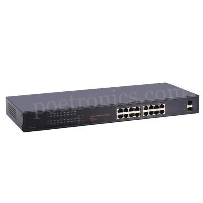 China L2 Managed Network Switch 2+16 Port Gigabit SFP&RJ45 32Gbps Bandwidth for sale