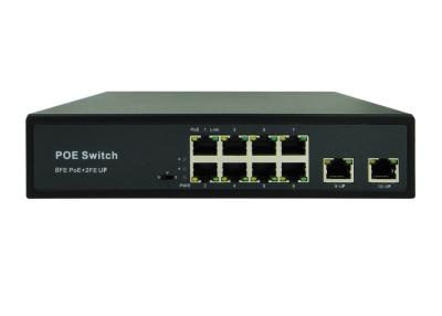 China Latest POE-S2008FB 8x100Mbps PoE + 2x100Mbps Uplink IEEE802.3af/at PoE Switch (100/120/150W Power Source) for sale