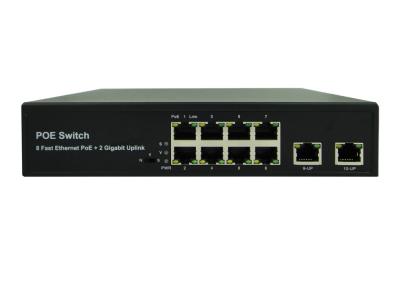 China Latest POE-S2008GFB 8x100Mbps PoE + 2x1000Mbps Uplink IEEE802.3af/at PoE Switch (Built-in 100/120/150W Power Source) for sale