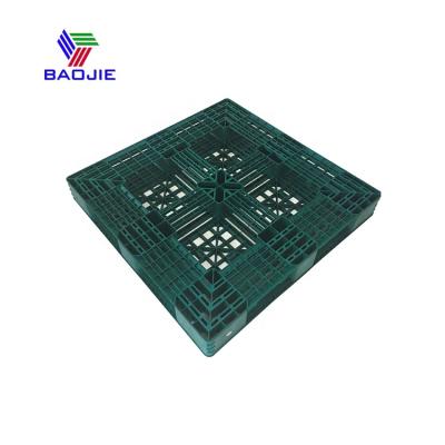 China Single Faced Six Runners Anti Slip Open Deck Industrial Plastic Pallets for sale