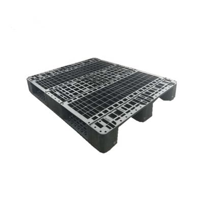 China Euro Pallet Single Faced Plastic Pallet Tray For Warehouse Storage Standard Size Black Color for sale