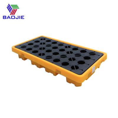 China Hot Sale 2 Industrial Oil Drums Containment Virgin HDPE Single Faced Plastic Spill Pallets for sale