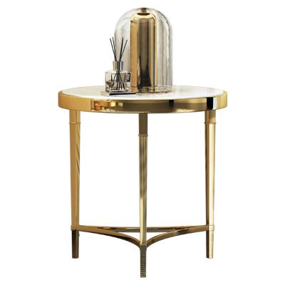 China New Design Durable Italian Marble Top Unique Gold Accent Luxury Marble Metal Base Side Table for sale