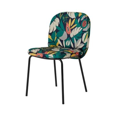 China Durable Restaurant Cafe Furniture Hotel Banquet New Modern Design Flower Fabric Dining Chair for sale