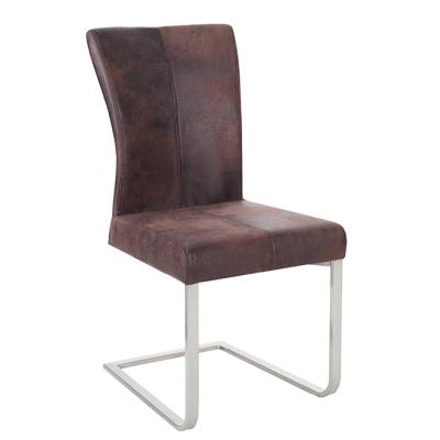 China Cooling Modern Gray Black Brown PU Vintage Faux Genuine Leather High Back Simple Luxury Dining Chair for sale