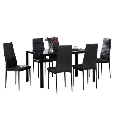 China Hot Sale 6 Seats Modern Design Home Furniture Glass Dining Table Sets New Dining Room Furniture Dining Table Set Modern Simple Group for sale