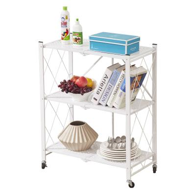 China Stocked Storage Shelving Rack Carbon Steel Folding 4 Tier Removable Storage Rack Shelf Microwave for sale