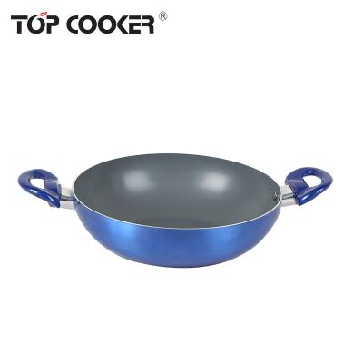 China Sustainable Eco Friendly Black Non Stick Chinese Wok Pan Range Cooking for sale