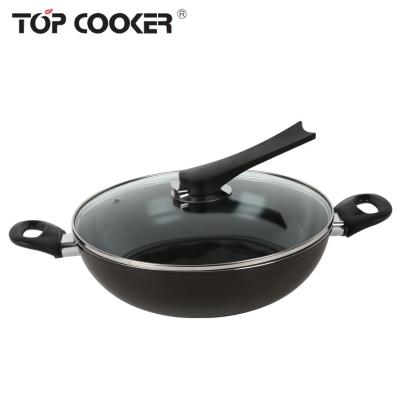 China Sustainable Healthy Forged Aluminum Ceramic Coating Wokpan With Lid for sale