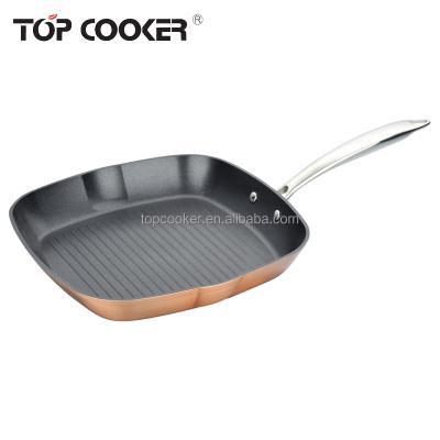 China New Arrival Sustainable Copper Cookware Aluminum Non-Stick Barbecue Grill Pan for sale