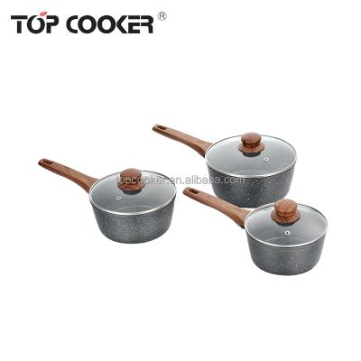 China Sustainable Sauce Pan Premier Aluminum Marble Coated Cookware for sale