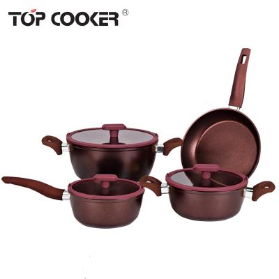 China Sustainable healthy aluminum diamond coating fullinduction cookware set for sale