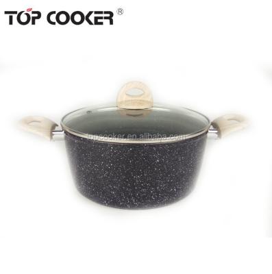 China Durable Titanium Forged Aluminum Marble Coating Casserole Hot Pot With Lid for sale