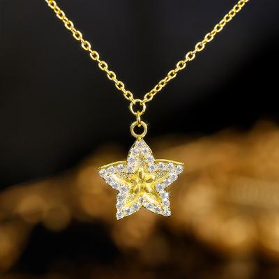 China Trendy Grace Jewelry Custom Design Unique Original Women Jewelry Gold Plated 925 Sterling Silver CZ Star Necklace for sale