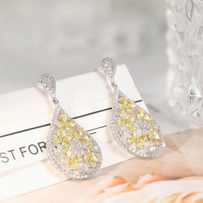 China TRENDY Grace Jewelry Popular Luxury Fashion Zircon 925 Sterling Silver Customize Statement Earrings Jewelry Women for sale