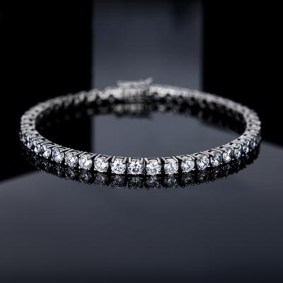 China Hiphop Grace Jewelry Hip Hop Raper 925 Sterling S925 Silver High-End 4mm Iced Out VVS Moissanite Diamond Tennis Bracelet for Woman Man for sale