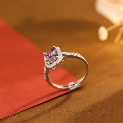 China Trendy Grace Jewelry 2023 Hot Statement Custom Luxury Purple Zirconium 925 Sterling Silver Fashion Jewelry Rings For Women for sale