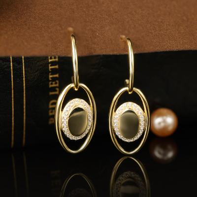 China TRENDY Grace Jewelry Beautiful Statement White Zirconium Hoop Gold Plated Customize Fashion Earrings 2023 For Women for sale