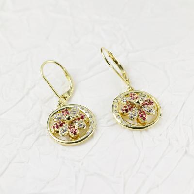 China TRENDY Grace Jewelry Beautiful Custom Zircon Flower Fashion Statement Gold Plated Earrings Women Luxury for sale