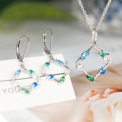 China TRENDY Grace Jewelry Earrings Pendant Zircon Nano Luxury Custom Fashion 925 Sterling Silver Necklace Jewelry For Women for sale