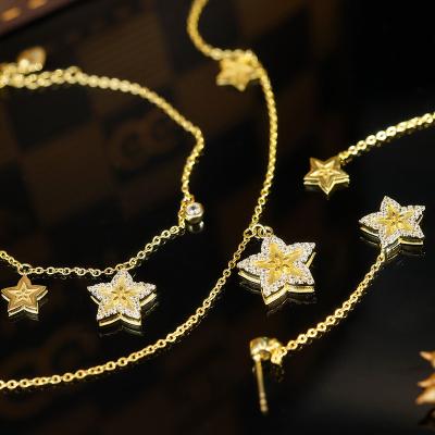 China TRENDY Grace Jewelry Luxury Young Lady Girl Stars S925 Silver 18K Gold Bracelet Necklace Earrings Jewelry Sets for sale