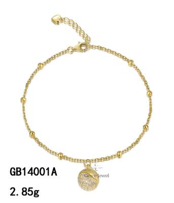 China TRENDY Grace Jewelry 925 Sterling Silver Luxury Fashion Jewelry Adjustable Gold Ball Bracelets For Women for sale