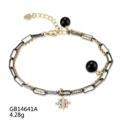 China TRENDY Grace Jewelry Fine Star Shape Unique Charm Fashion Jewelry Natural Stone Bracelet with Charms for Girls for sale