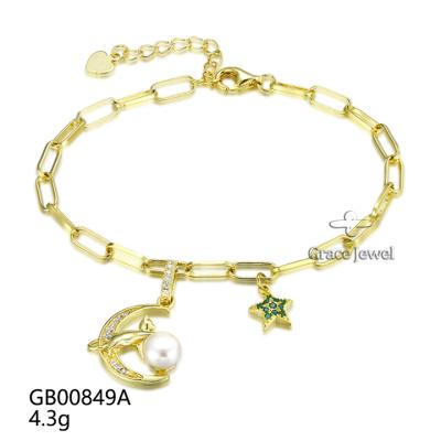 China TRENDY Grace Jewelry Unique Mood Star Shape Gemstone Zircon Freshwater Pearl Fine Jewelry Custom Bracelets for Girls for sale