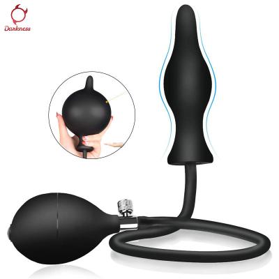 China Ergonomic Design Inflatable Darkness Butt Plugs Silicone BDSM Expander Plug Dilator G Spot Stimulator Prostate Massager Anal Sex Toys for sale