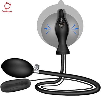 China Darkness Vibrating Inflatable Wired Remote Controller Plugs Wholesale Wired Remote Control For Adjustable Anal Stimulation 10 Speeds Butt Plug Vibrators for sale