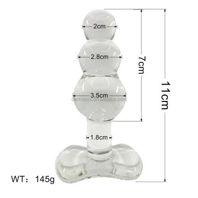 China Safe And Hypoallergenic Body Dark 4 Inch Beaded Glass Butt Plug With Tapered Handmade Glass Base Sex Toys For Anal Pleasure for sale