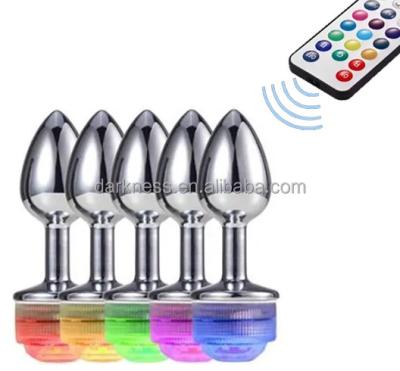 China Glow in Dark Dark LED Butt Plugs Wholesale Glow in Dark Colorful Light Anal Plug with Remote Control Flashing Anal Toys for sale