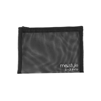 China New Arrival Large Durable Clear Nylon Cosmetic Pouch Storage High Quality Black Nylon Mesh Makeup Bag for sale