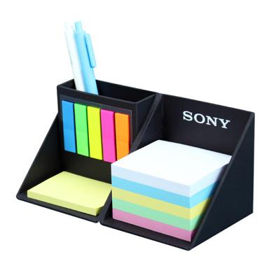 China Office Suppliers Self Adhesive Desktop Organizer with Up-to-date Sticky Notes Memo Pads Set Box Printing Logo for sale