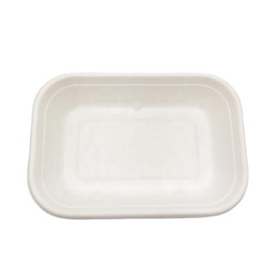 China Rectangular 500ml Food Tray PFAS FREE Biodegradable Compostable Sugarcane Bagasse Pulp Disposable Tray for sale