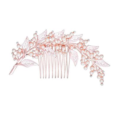 China Durable Handmade Genya Flower Hair Comb Wedding Crystal Hair Comb Bridal Wedding Pearl Hair Clips For Girl for sale