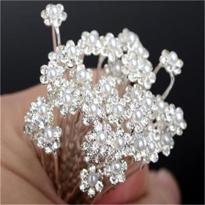 China Durable Hot Sales Wedding Bridal Hairpin Crystal Rhinestone Pearl Flower Hair Pins Bridal Hair Accessories for sale