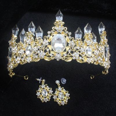 China Durable Baroque Princess Crown Tiara Alloy Crystal Rhinestone Hair Jewelry Bridal Crown Headdress Birthday Party Prom Tiara for sale