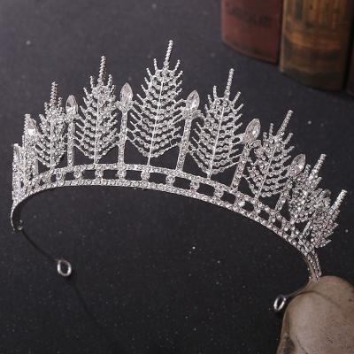 China Durable Baroque Accessories Crystal Rhinestone Metal Prom Crown Alloy Bridal Wedding Crown Tiara for sale