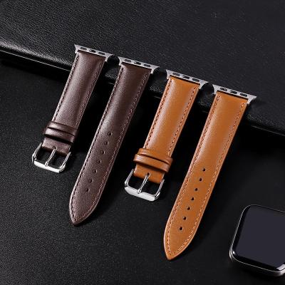 China Business Cowhide Genuine Leather Watch Band 38mm 40mm 41mm For iwatch 7 2 3 4 5 6 Soft Replace Wrist Strap 42mm 44mm 45mm For Apple Watch for sale