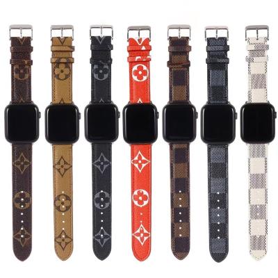 China Luxury Charm Designer Genuine Leather Correas Luxury Watch Bands For Apple Watch 7 6 PU Leather Straps For iwatch 5 6 4 Strap 41mm 45mm for sale