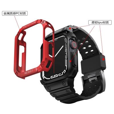 China Sport PC+TPU watch case cover for iwatch band 42/44/45 mm sport silicone strap for apple 38/40/41 mm strap for man women watch strap -shocks for sale