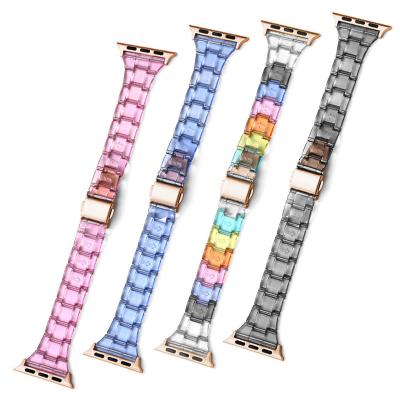 China Sports PVC Thin Transparent Strap For Apple Watch Band Series Se 65432 Cute Clear Watch Band On Iwatch Smart 7 Plastic Watchbands for sale